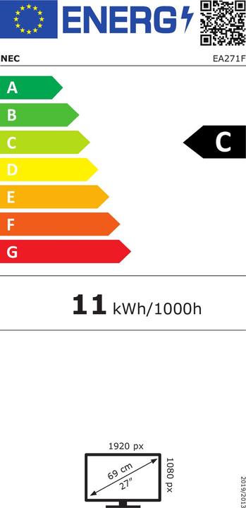 Label énergétique NEC MultiSync EA271F (1920 x 1080 pixels, 27")