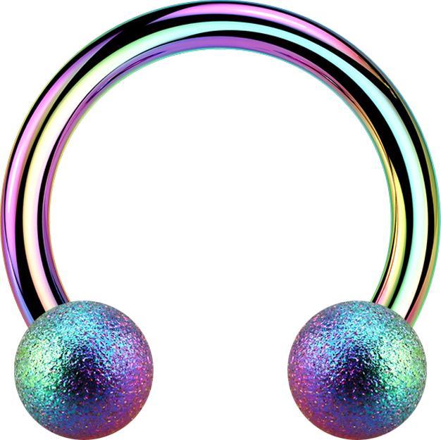 Star Piercing Circular Barbell farbig mit zwei Kugeln gesprenkelt (ohne Messing, Chirurgenstahl 316L)
