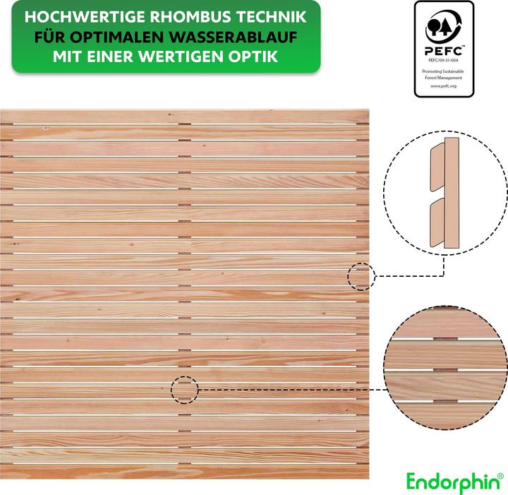 Produktbild Rhombus-Sichtschutzzaun Lärche | 5x Elemente (180x180cm) & 6x Alu-Pfosten (7x7x235cm)