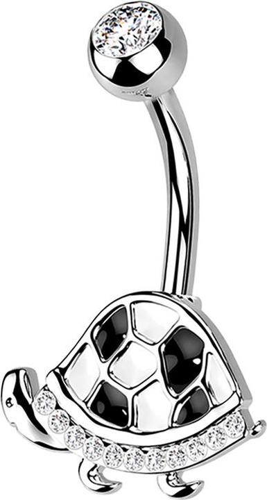 Star Piercing Banane silber Schildkröte schwarz (Chirurgenstahl 316L, Messing)