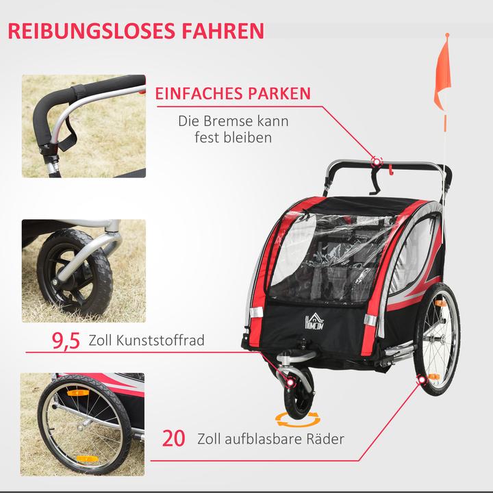 Produktbild Homcom Kinderfahrradanhänger mit Aufbewahrungstasche
