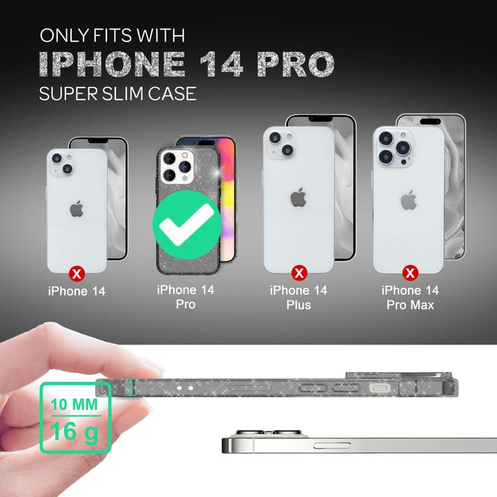 Immagine prodotto Nalia Copertura in silicone trasparente con glitter (Apple iPhone 14 Pro)