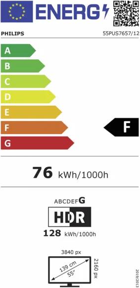 Energy Label Philips 55PUS7657/12 (55", LED, 4K, 2022)