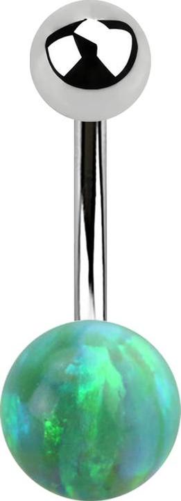 Star Piercing Banane silber mit Kugel und Kugel Opal grün (ohne Messing, Chirurgenstahl 316L)