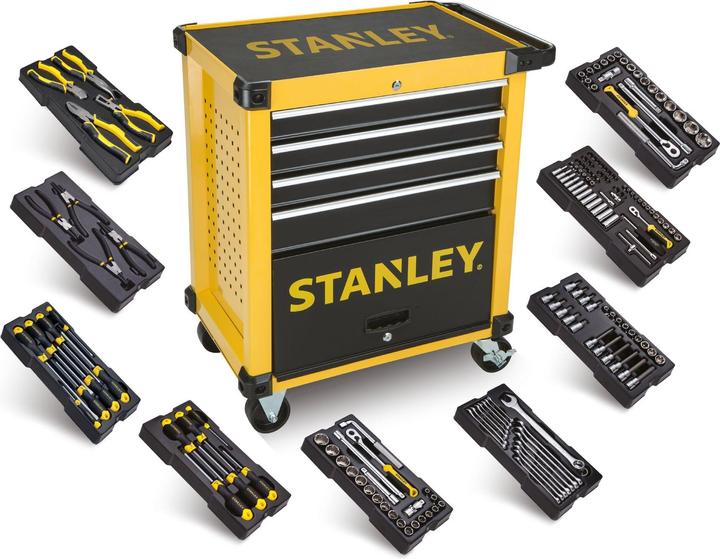 Produktbild Stanley Werkstattwagen 4 Schubladen, bestückt mit 9 Modulen (4 x)
