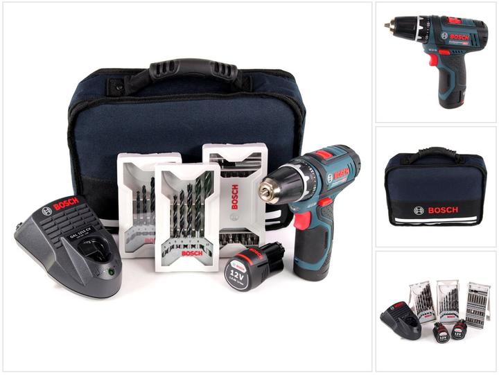 Bosch Professional GSR 12V-15 inkl. 39-tlg. Set (Akkubetrieb)