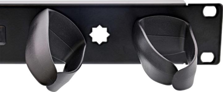 Produktbild InLine 19" Kabelführungspanel, 5 Kunststoffbügel abnehmbar, RAL 9005, schwarz