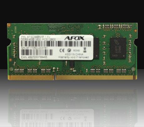 Actual product image AFOX SO-DIMM DDR3 4GB memory module 1600 MHz LV 1.35V (1 x 4GB, 1600 MHz, DDR3-RAM, SO-DIMM)