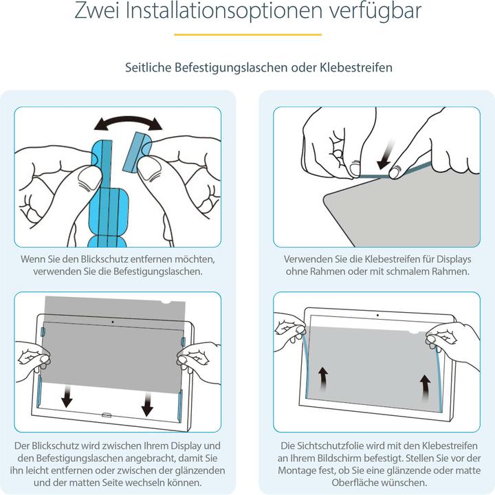 Produktbild StarTech PRIVACY-SCREEN-22MB Blickschutzfilter Rahmenloser -Privatsphärenfilter (22 Zoll) (22", 16 : 10)