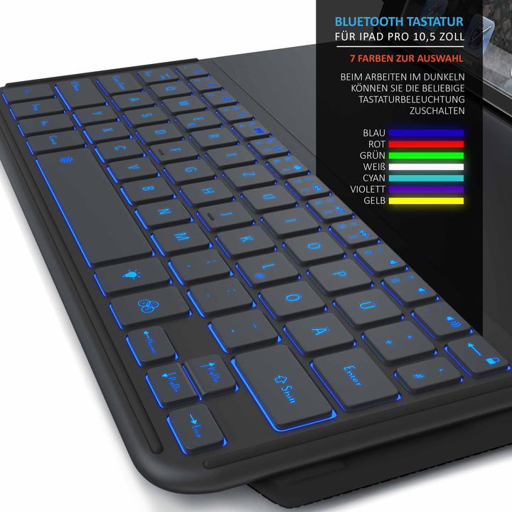 Immagine prodotto Aplic Tastiera per tablet, custodia in finta pelle per iPad Pro 10,5", tastiera Bluetooth con layout Apple (DE, iPad Pro 10.5)