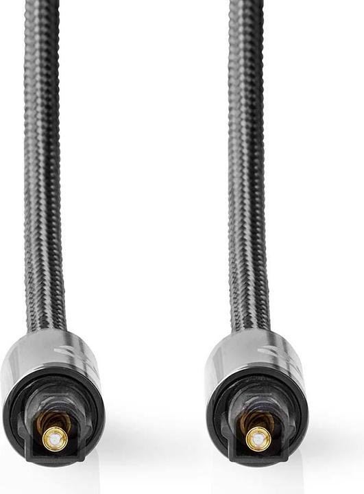 Produktbild Nedis Optical audio cable TosLink Male, 5m, round, braided - Gray With Metal (5 m, TOSLINK)