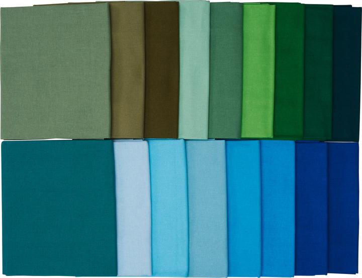 Produktbild Stafil XXL Stoffpaket Patchy Uni "Blau-Grün-Oliv-Grau", 17 Zuschnitte à 45 x 55 cm