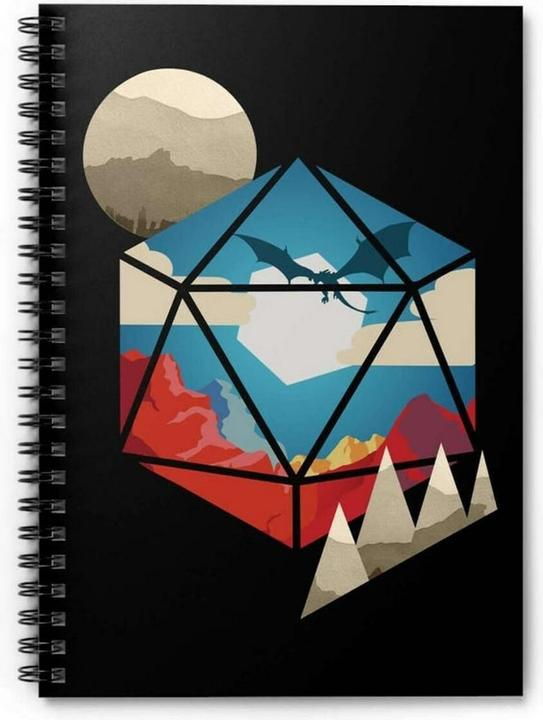 Glass Staff Notizbuch d20 World Schwarz/Mehrfarbig (Liniert, Harter Einband)