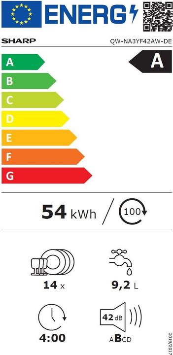 Etichetta energetica Sharp QW-NA3YF42AW-DE