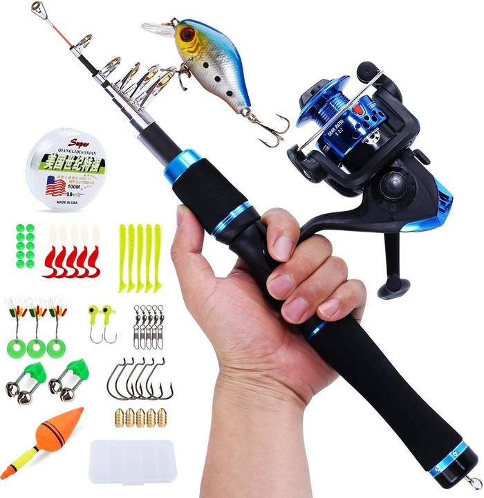 Immagine prodotto Sougayilang Kinder-Teleskop-Angelrute mit Spinnrolle (Set da pesca, Telescopio, 150 cm)