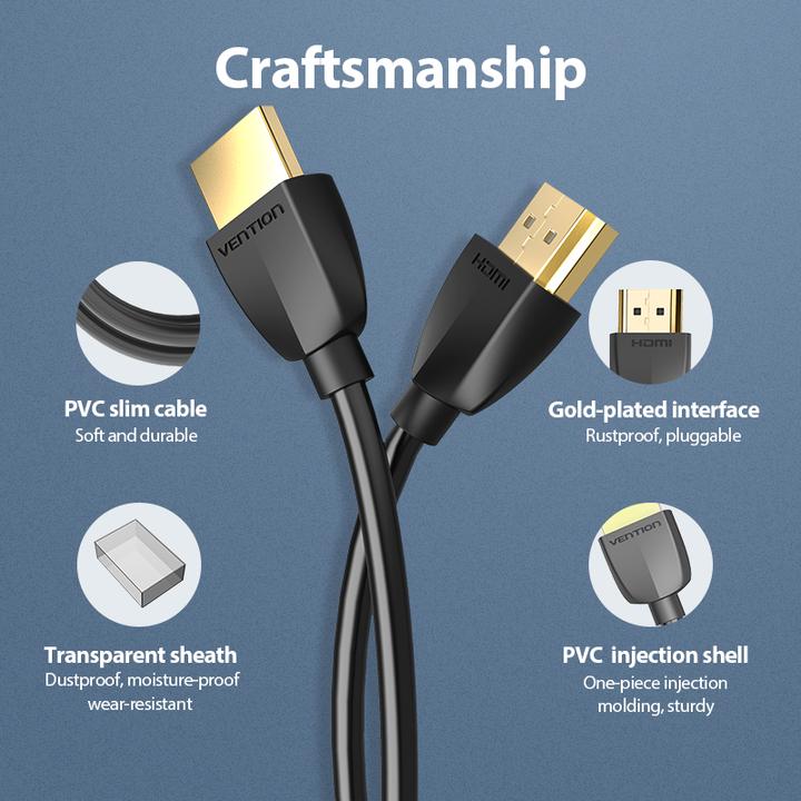 Image du produit Vention Câble HDMI AAIBF 1m (noir) (1 m, HDMI)