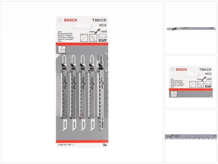 Produktbild Bosch Professional Zubehör Stichsägeblatt T 301 CD Clean for Wood, 5er-Pack