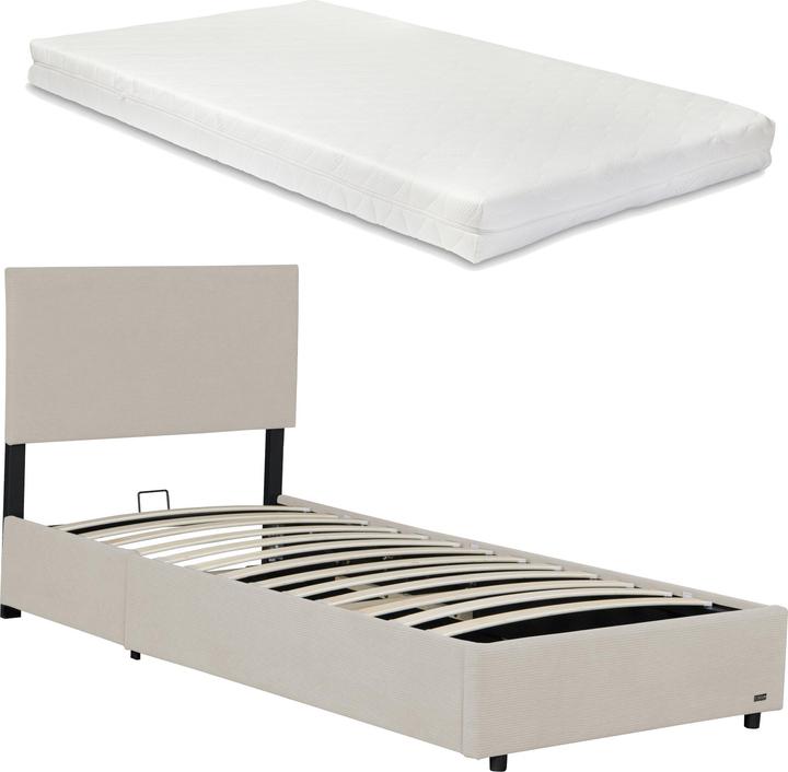 Produktbild Corium Polsterbett Juva mit Matratze und Bettkasten 90x200 cm Beige (90 x 200 cm)