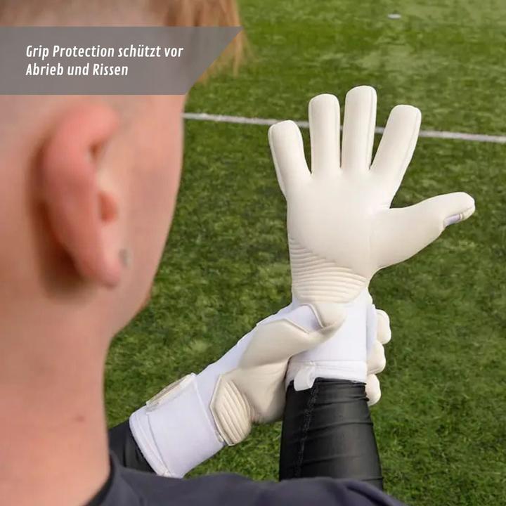 Actual product image Catch & Keep Fussballhandschuhe Invictus White Gold Gr. 8 Torwart Goalie Handschuhe (8)