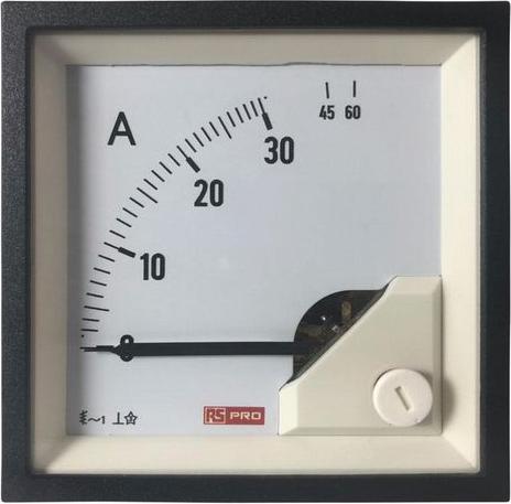 Image du produit Rs Pro Ampèremètre 60 (Input)A AC Fer rotatif, 68mm x 68mm P. 54 (<30 A) mm, 62 (30  60 A) mm, 0  60