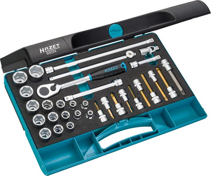 Produktbild HAZET Steckschlüssel Satz 885N ∙ Vierkant10 mm (3/8 Zoll) ∙ Aussen Sechskant-Tractionsprofil, Innen … (22 mm, 18 mm, 11 mm, 12 mm, 20 mm, 6 mm, 21 mm, 17 mm, 9 mm, 19 mm, 5 mm, 15 mm, 13 mm, 16 mm, 4 mm, 7 mm, 14 mm, 8 mm, 10  mm)