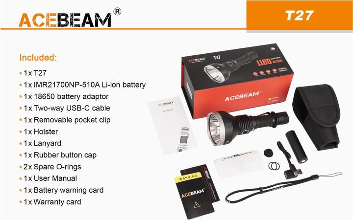 Produktbild AceBeam T27 Thrower LED Taschenlampe (17.47 cm)