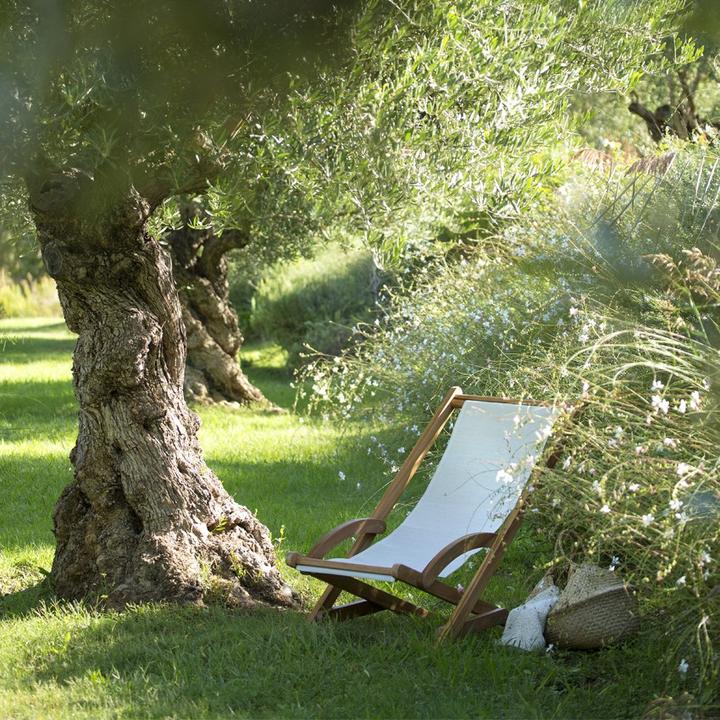 Produktbild Les Jardins Liegestuhl MARINA aus Teakholz und naturfarbenem Batyline-Gewebe CTTR621+TB00621 (105 cm)