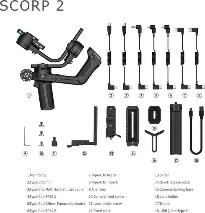Immagine prodotto FeiYu Tech Feiyu SCORP 2, gimbal portatile a 3 assi per telecamera