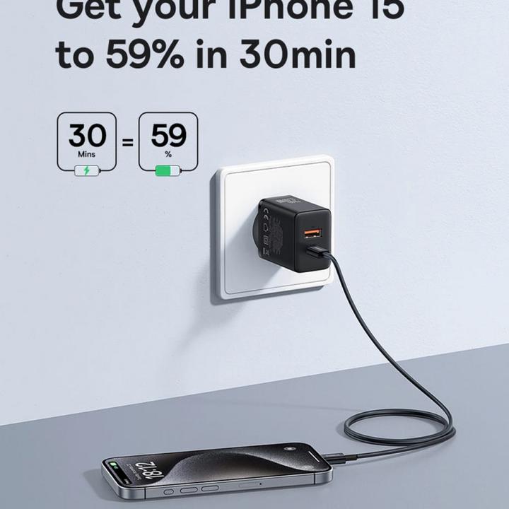Immagine prodotto Baseus Cube, 20W, 3A, 1 x USB-A - 1 x USB-C, nero (20 W)