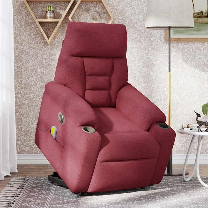 Immagine prodotto VidaXL Poltrona massaggiante elettrica con ausilio per l'assistenza in piedi in tessuto rosso vino