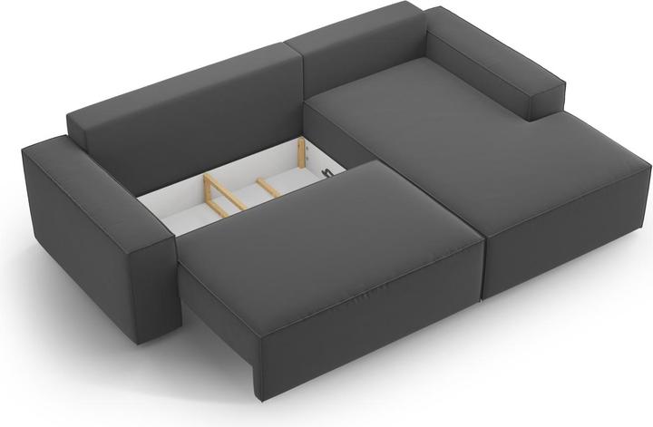 Actual product image Micadoni Velvet Right Corner Sofa With Bed Function And Box, "Jodie", 3 Seats, 246x151x86 Made in Europe (Corner sofa)
