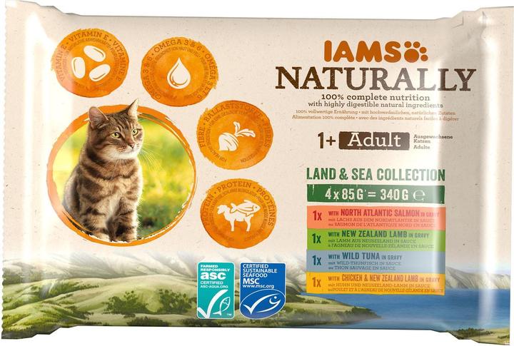Image du produit Iams Naturally Adult Land&Sea Mix 4x85g (Adulte, 4 pcs, 340 g)