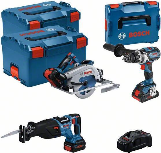 Bosch Professional Combo kit set with 3x 18V: GSB 18V-110C/GKS 18V-68GC /GSA 18V-28 /3 x rechargeable battery