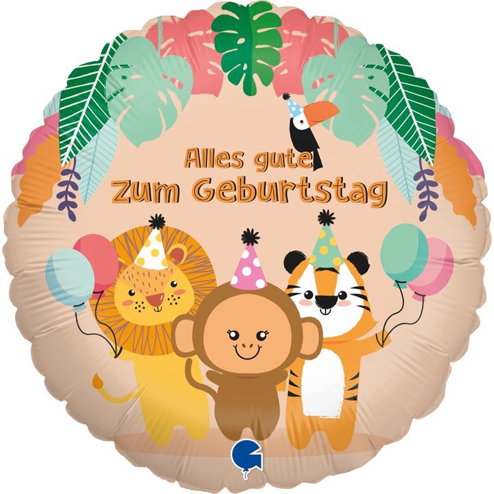 Produktbild Grabo Balloons Ballon Alu Rond - 'Alles Gute Zum Geburstag' Jungle (46cm) (1 x)