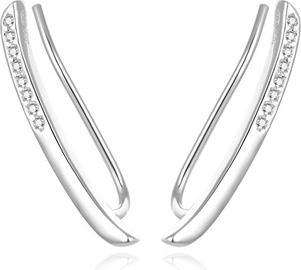 Beneto Longitudinal silver earrings with zircons AGUV1851 (L)