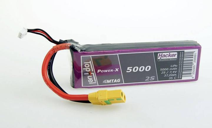Image du produit Hacker Accu LiPo TopFuel 5000mAh 7.4V 2S 35C MTAG (7.40 V, 5000 mAh)