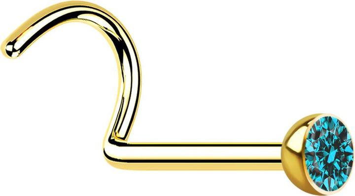 Immagine prodotto Star Piercing Borchia da naso curva placcata in oro con cristallo color acqua (Acciaio chirurgico 316L, senza ottone)