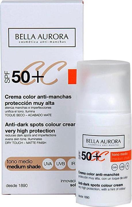 Produktbild Bella Aurora CC CREAM anti-manchas tono medio SPF50+ 30 ml (Sonnencreme Gesicht, SPF 50+, 30 ml, 30 g)