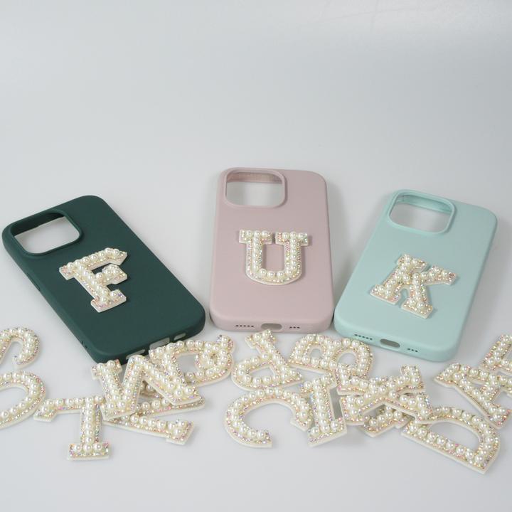 Produktbild PhoneLook Sticker Aufkleber für Handy/Tablet/Computer 3D Pearls weiss Buchstabe W