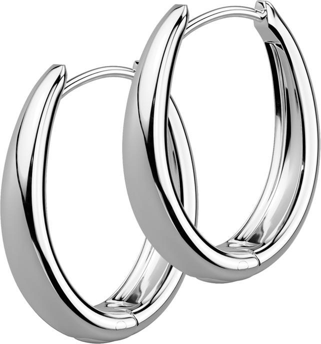 Star Piercing Ohrring zum Klappen silber Oval breit (ohne Messing, Chirurgenstahl 316L)