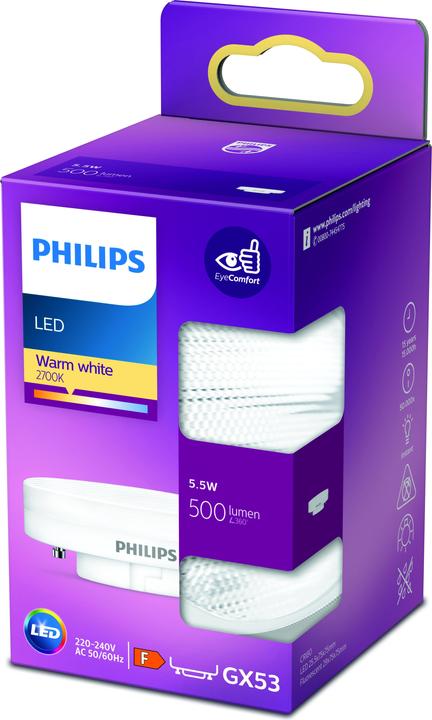 Actual product image Philips Lamp 5.5 W (40 W) GX53 Warm white (GX53, 5.50 W, 500 lm, 1 x, F)