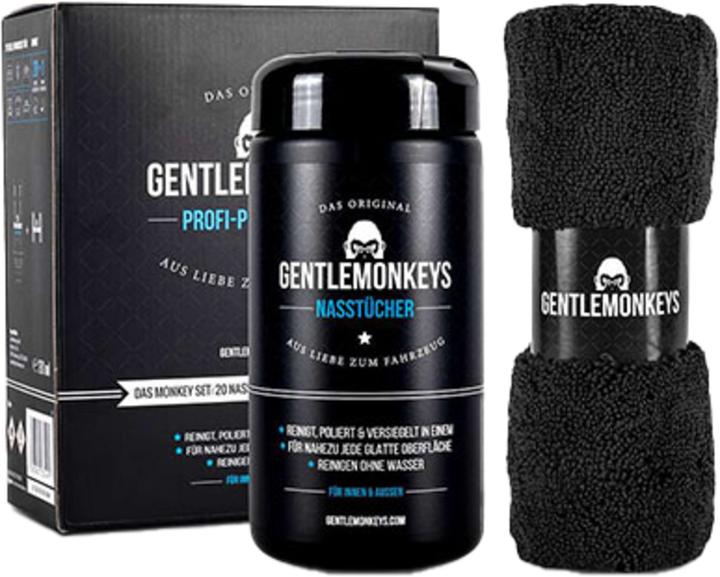 Produktbild Die Höhle der Löwen Gentle Monkeys Fahrzeugreiniger Nasstücher 20er-Set + Mikrofasertuch (300 ml)