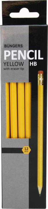 Büngers Blyant gul m/viskelaedertop HB (12)