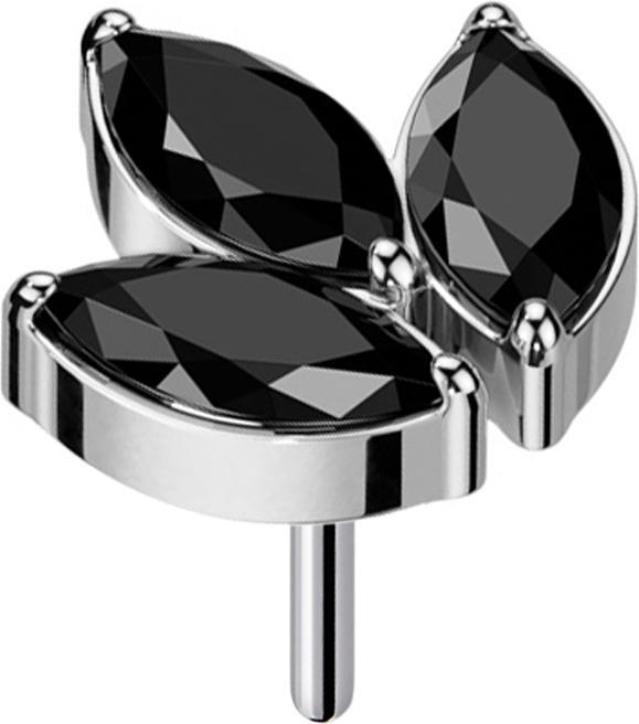 Star Piercing Ring silber mit vier Kristallen und einem grossen (ohne MessingTitan G23, ohne MessingChirurgenstahl 316L)