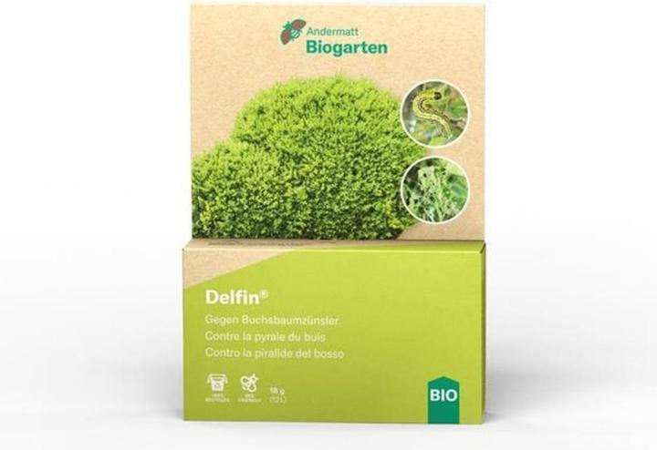 Produktbild Andermatt Biogarten Delfin gegen Buchsbaumzünsler (Spanner, Eulenraupen, Kohlschabe, Frostspanner, Prozessionsspinner, Buchsbaumzünsler, Weisslinge, Traubenwickler, Gespinstmotten)