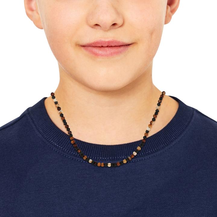 Image du produit S.Oliver Halsschmuck für Jungs, Edelstahl, Steel Beads, Achat (Acier inoxydable, 3 cm)