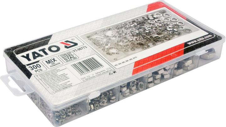 Yato Muttern Sortiment 300 tlg. metrisch Edelstahl Muttern rostfrei Sechskantmuttern