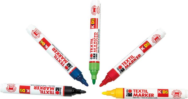 Produktbild Marabu Textilstift KiDS (Rot, Lavendel, Blau, Grün, Gelb, Schwarz, 3 mm, 5 x)