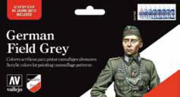 Produktbild Vallejo Model Air German Field Grey (Olive, Schwarz, Grau, Fleisch, Grün, 17 ml)