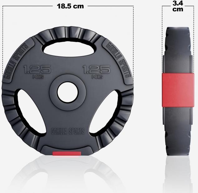 Image du produit Gorilla Sports Jeu de plaques de poids (2 x 5 kg, 2 x 2,5 kg, 2 x 1,25 kg)